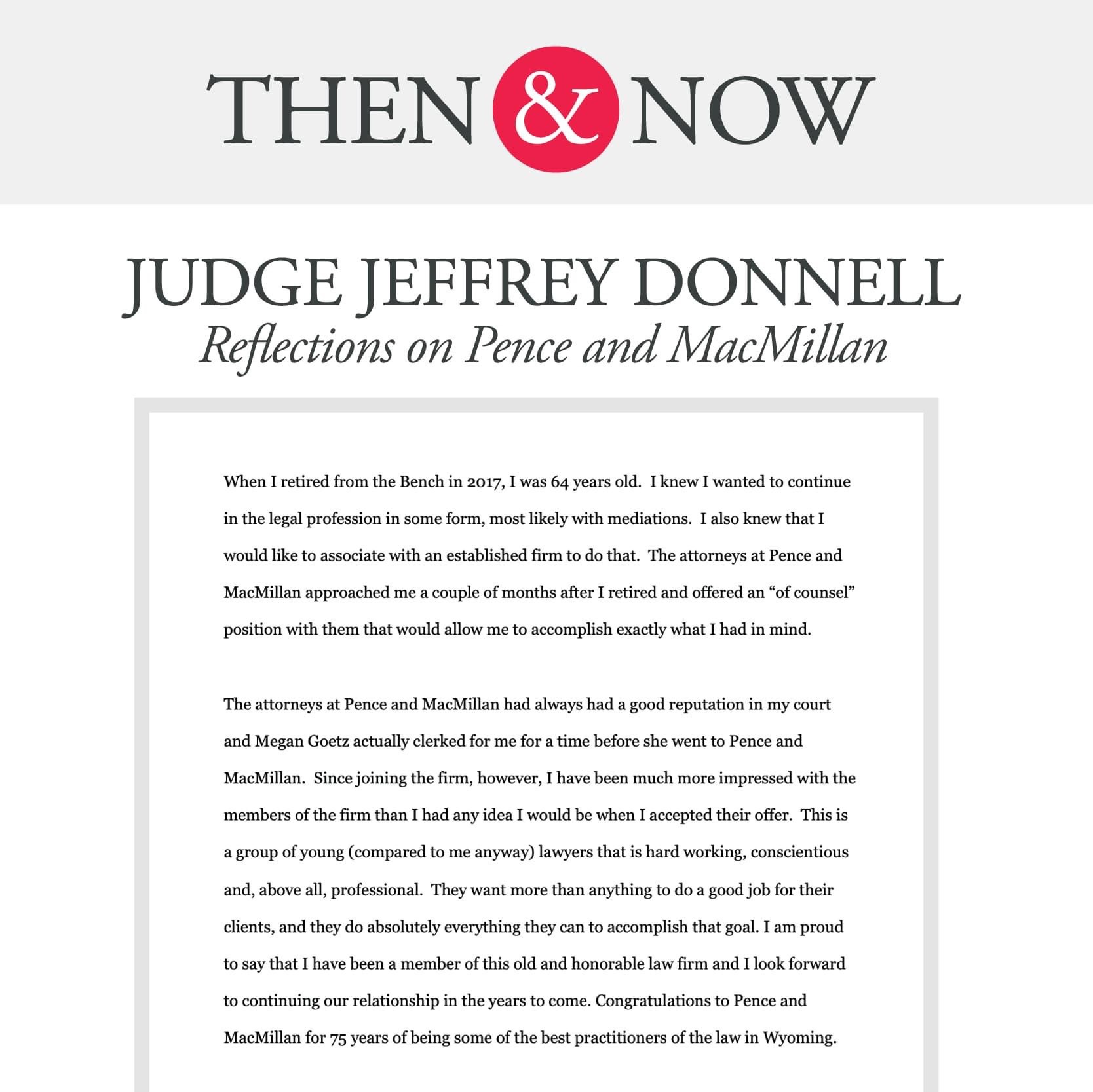 Then&Now: Judge Jeffrey Donnell Reflections on Pence and MacMillan