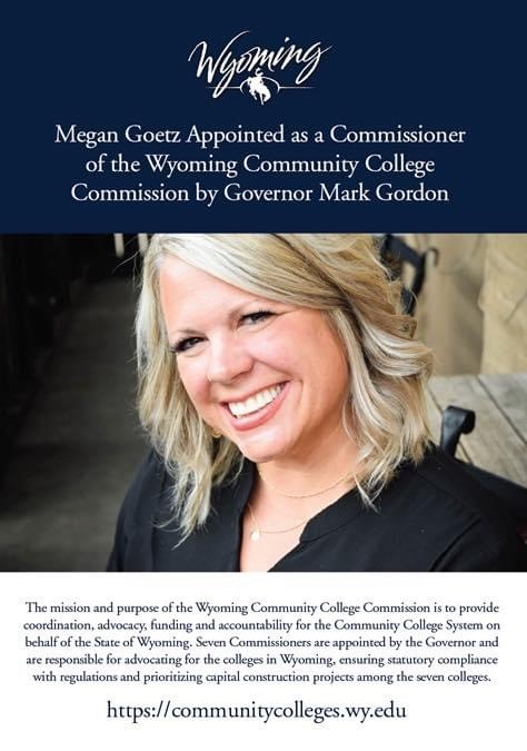 Megan Goetz Appointed as a Commissioner of the Wyoming Community College Commission by Governor Mark Gordon